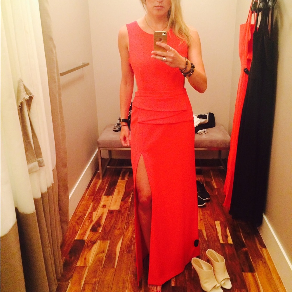 Red BCBG open back evening gown - Picture 1 of 7